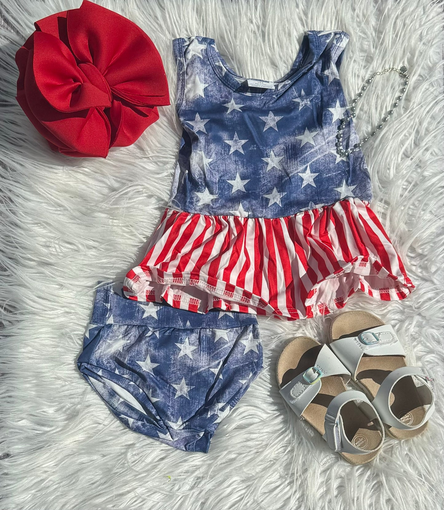 FOJ Flag Girls Skirted Bummie Set