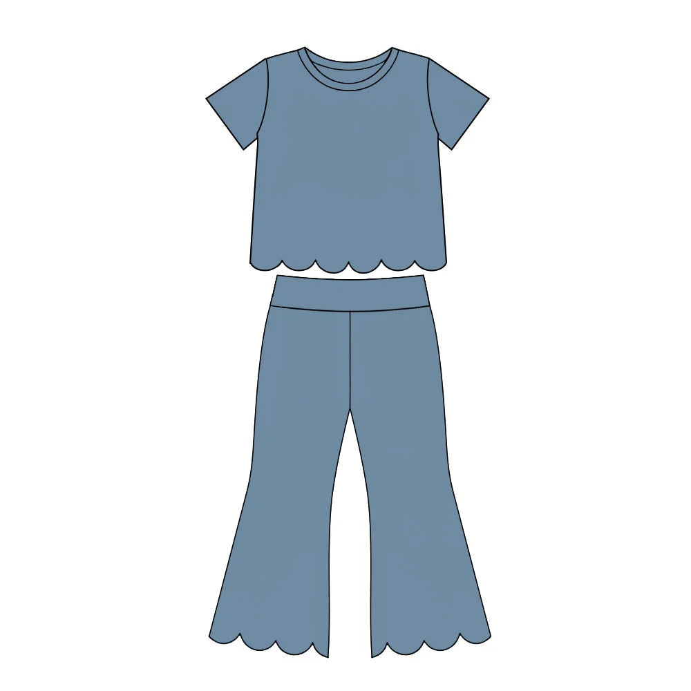 Blue Scalloped Solid Set
