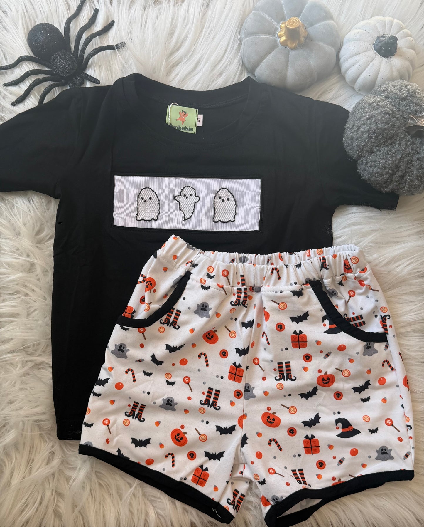 Boys Smocked Ghost Set