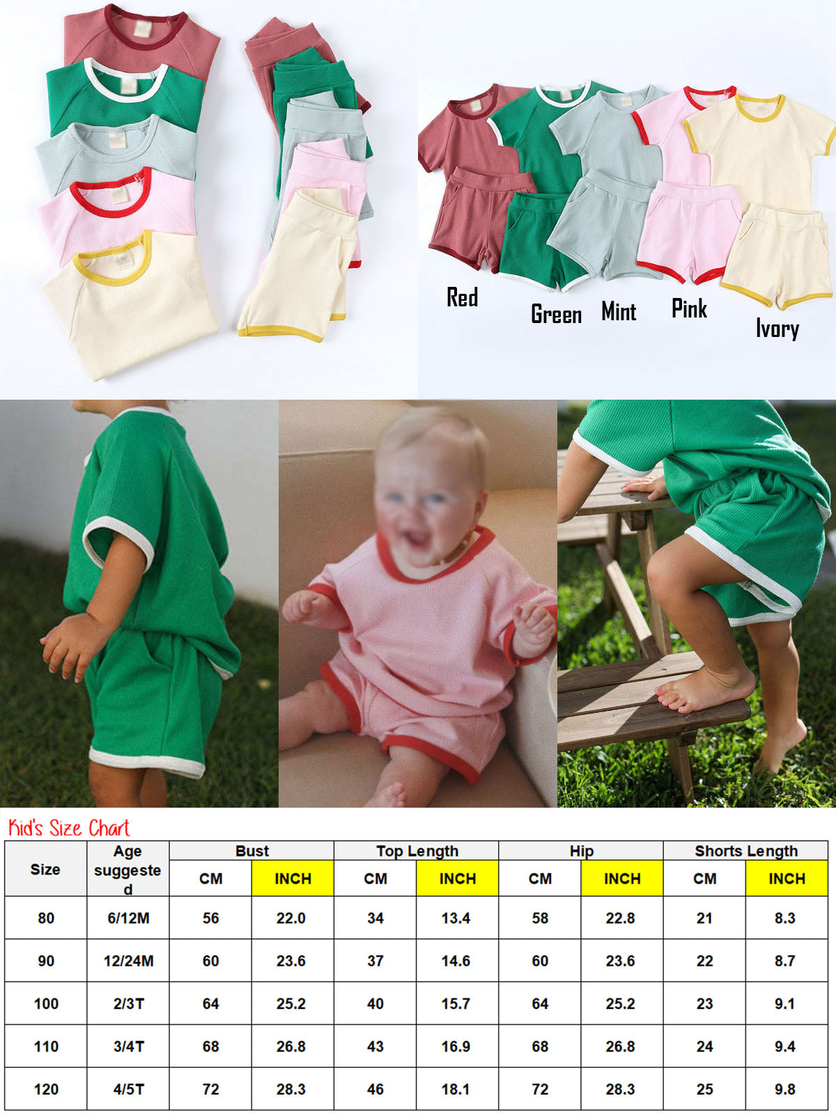 WS Kids Solid Short Sets