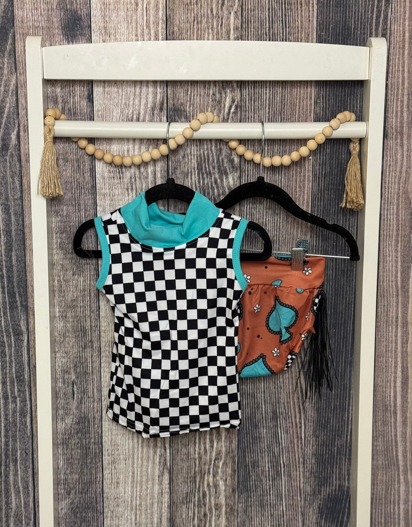 Checkered Fringe Bummie Set