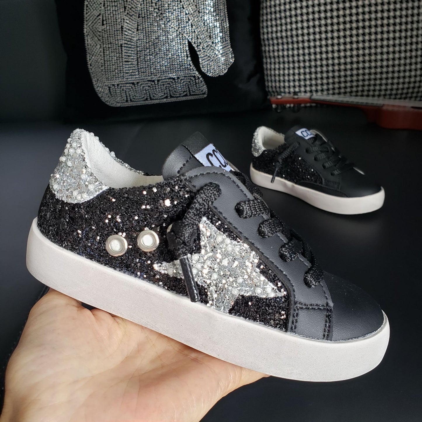 Black Sequin Star Sneakers
