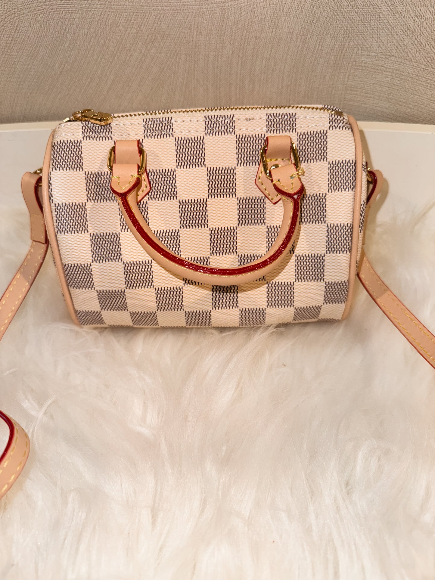 White Checkered Mini Boujee Purse