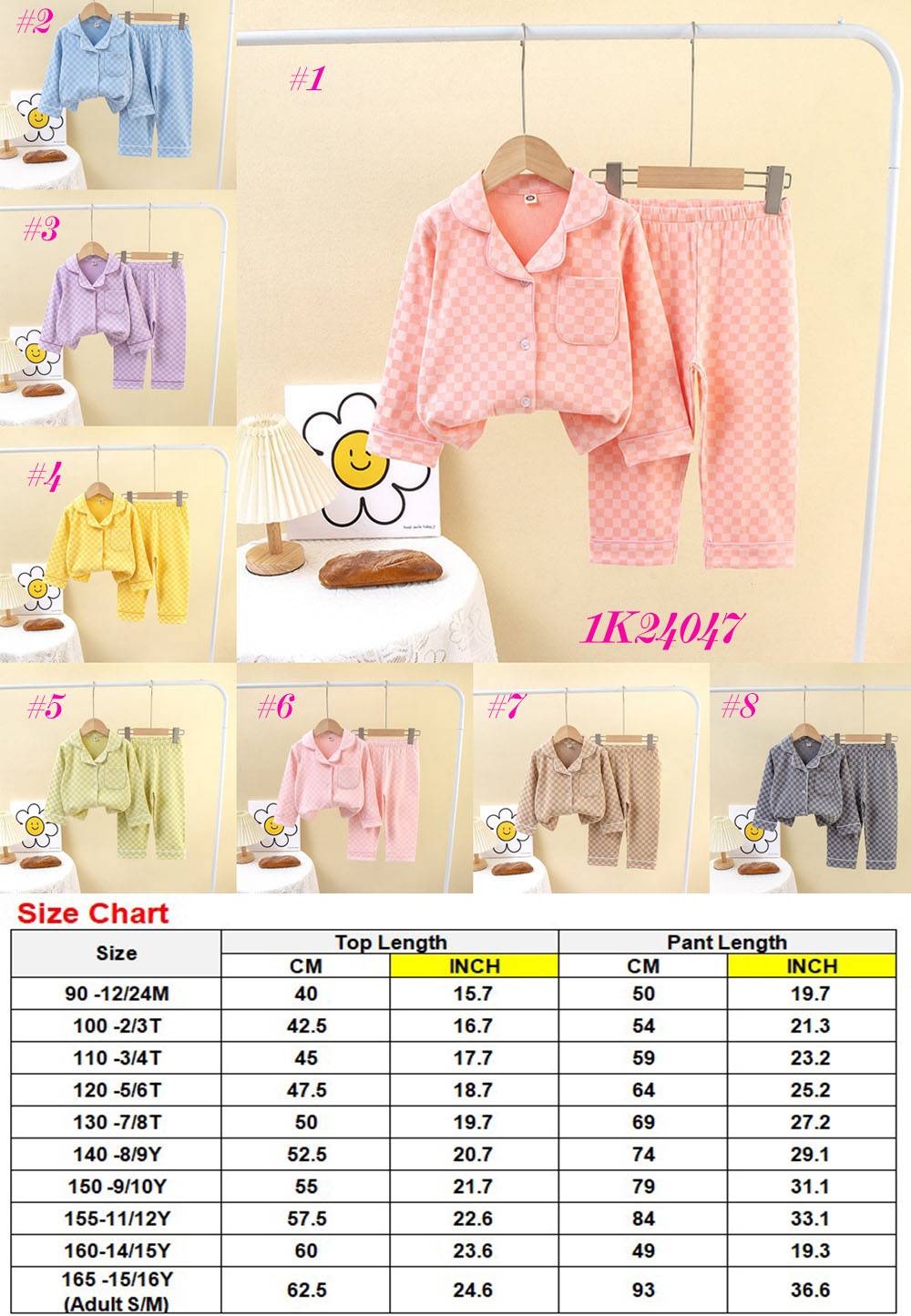 WS Kids Checkered Pajamas Lounge Set