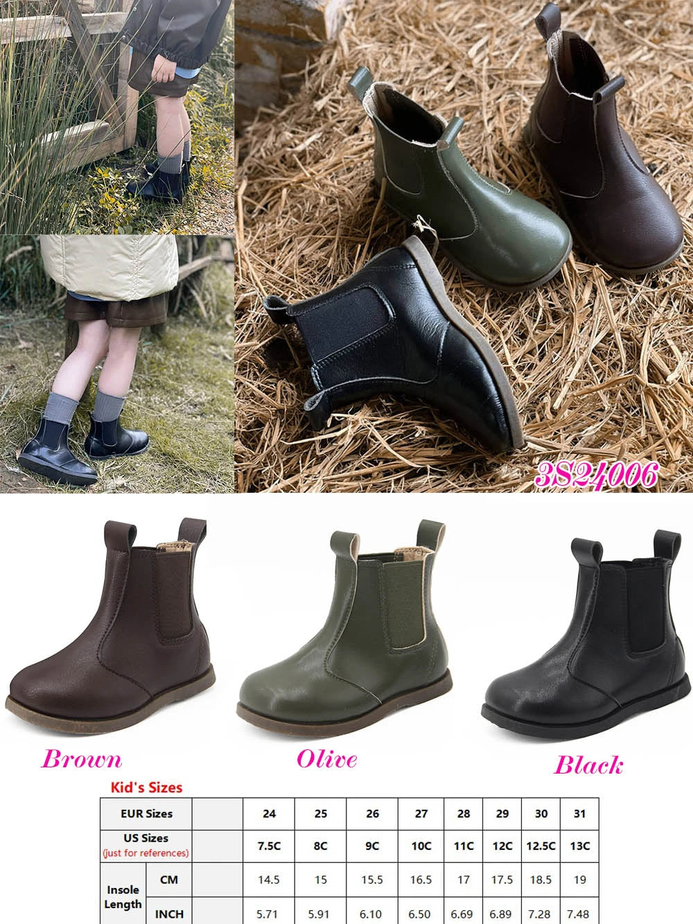 Girls Pleather Soft Sole Chelsea Boots