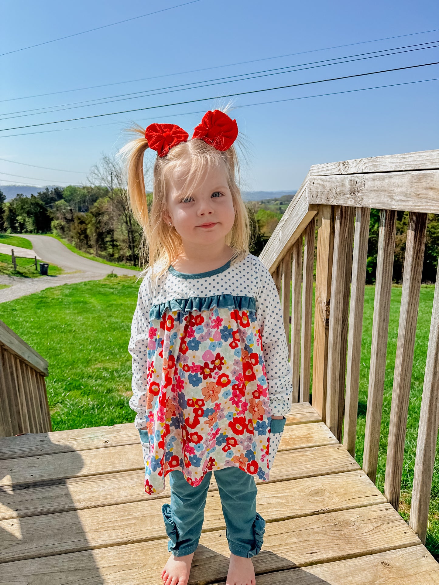 Jade Polka Dot Floral Set