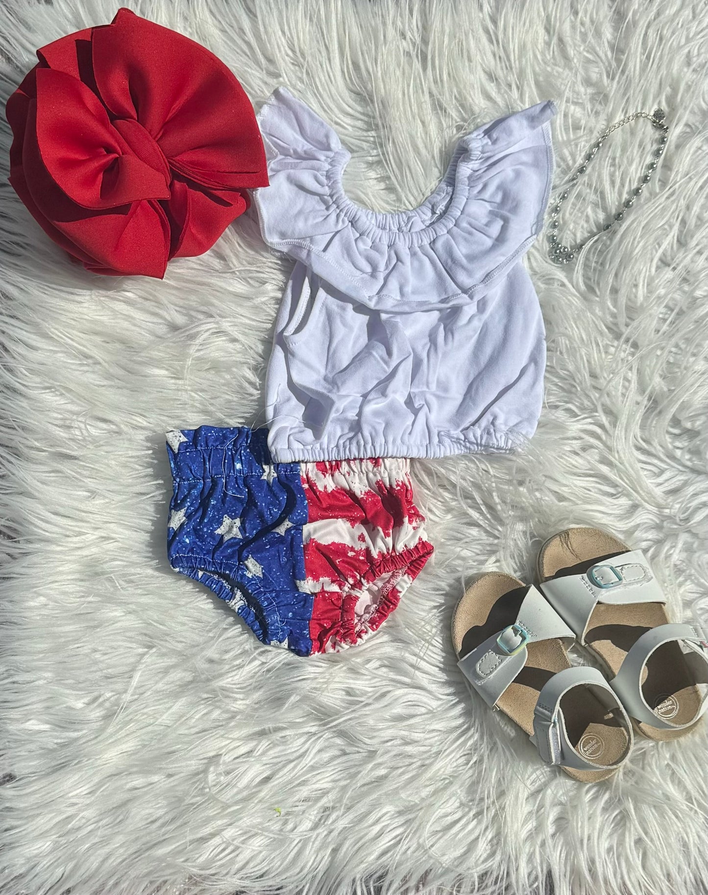 FOJ Flag Girls Bummie Set