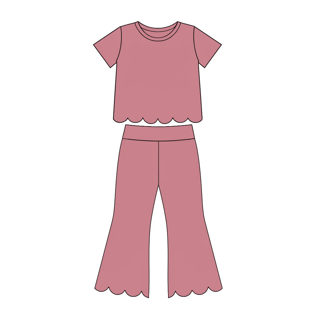 Pink Scalloped Solid Set