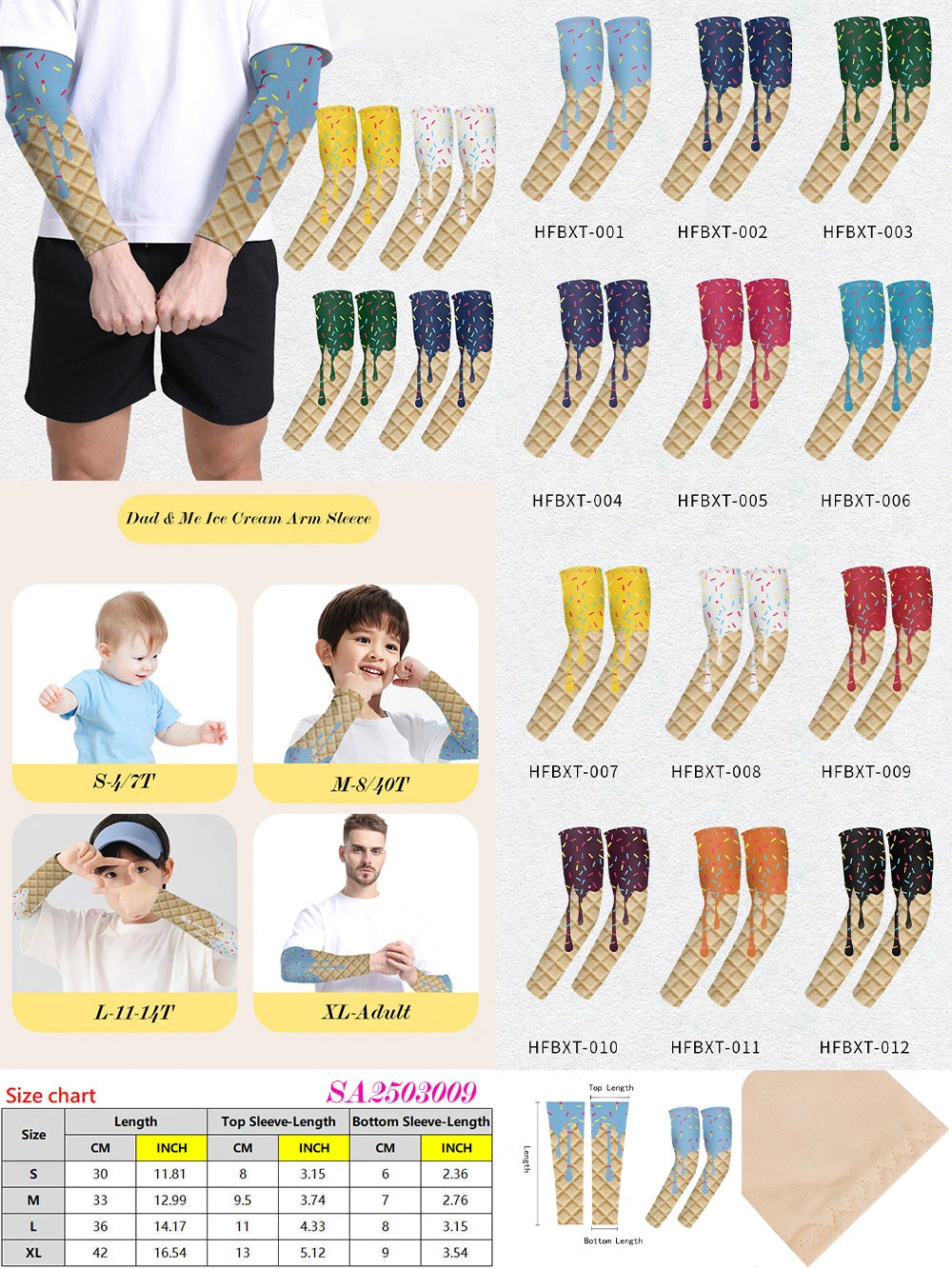 Adult & Kids Waffle Ice Cream Arm Sleeve