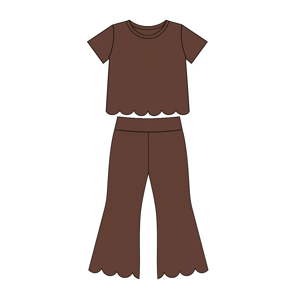 Brown Scalloped Solid Set