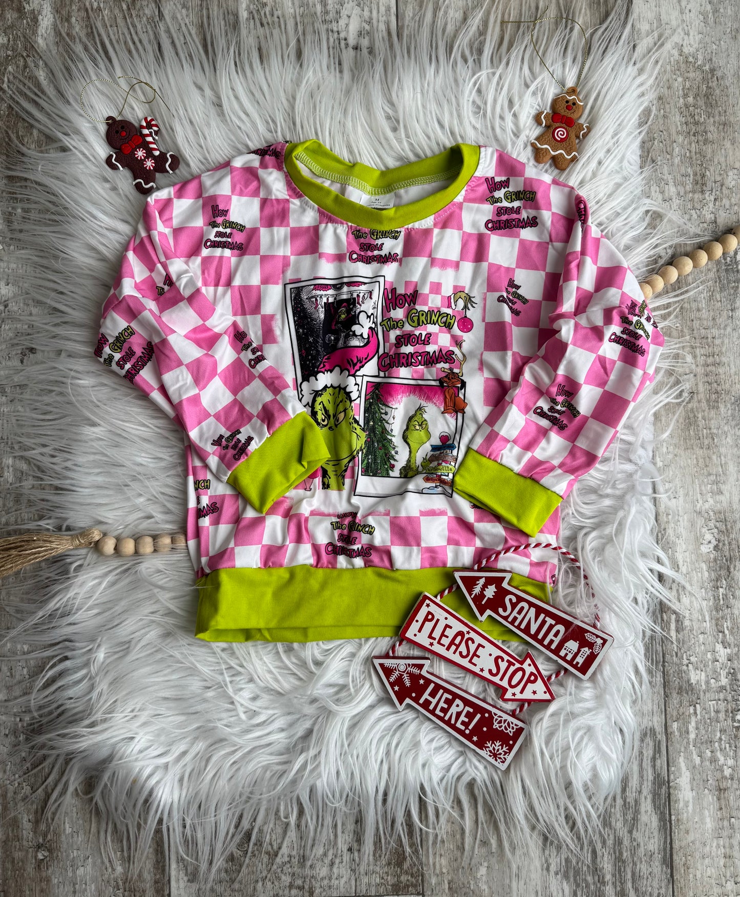 Pink Green Face Top