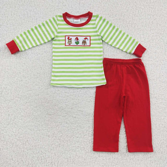 Green Face Striped Set