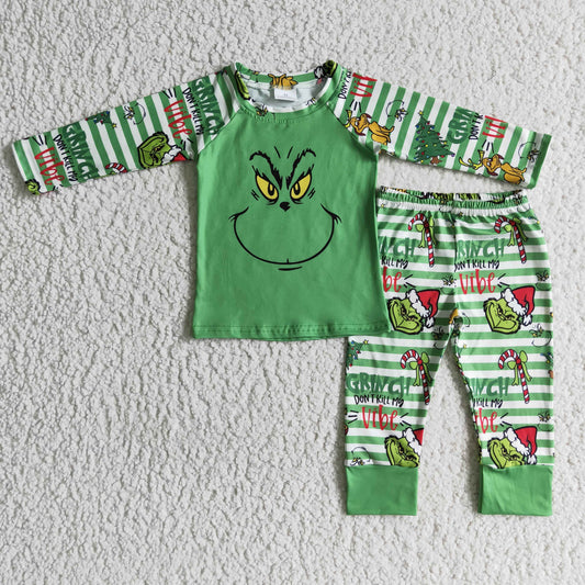 Green Face Striped Set