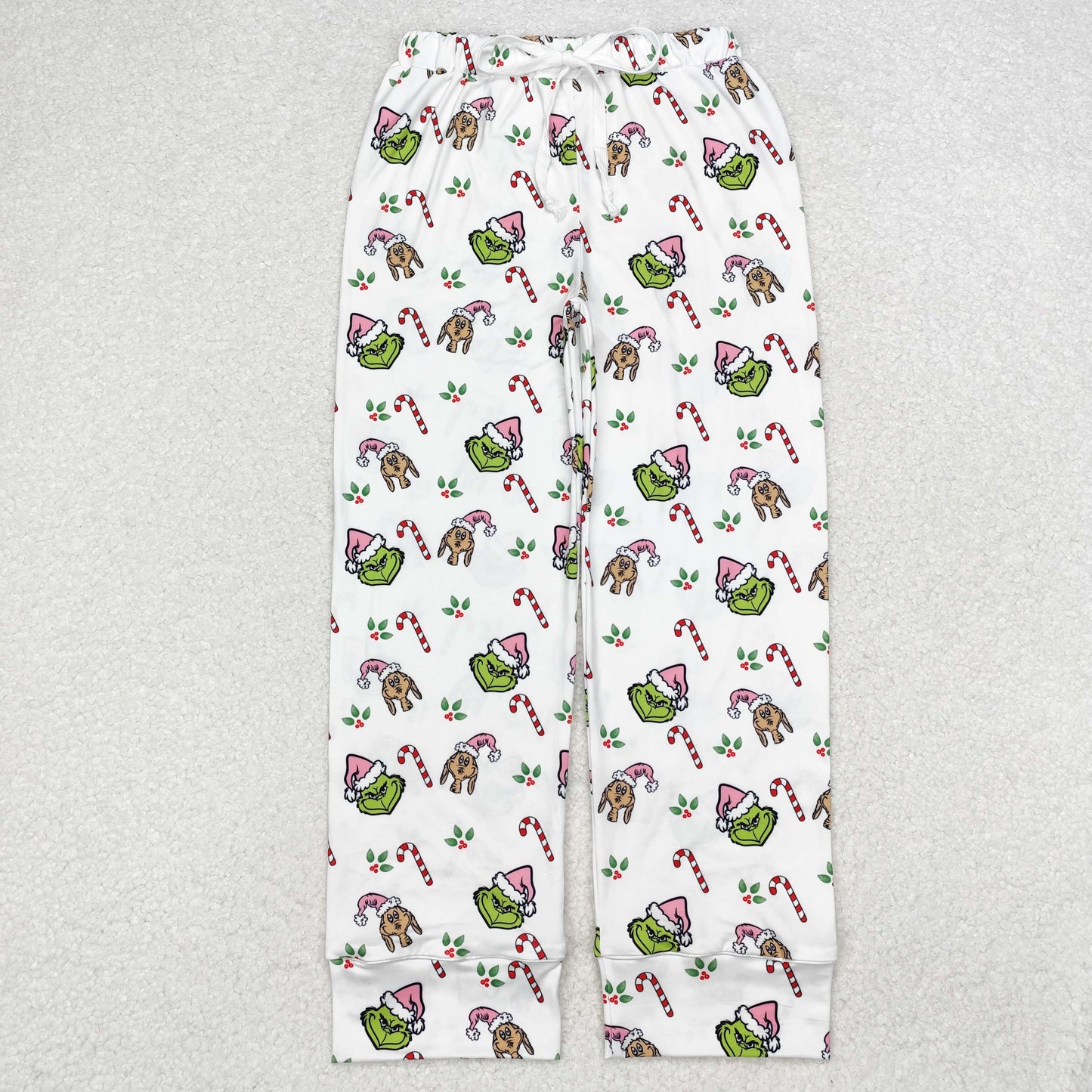 Christmas Candy Cane Green Face Adult Pants