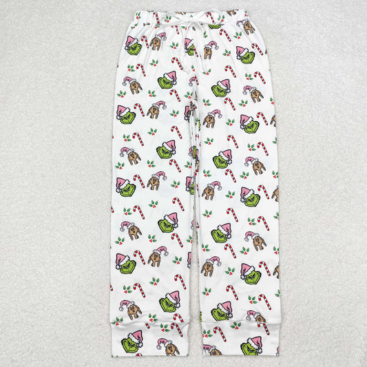 Christmas Candy Cane Green Face Adult Pants