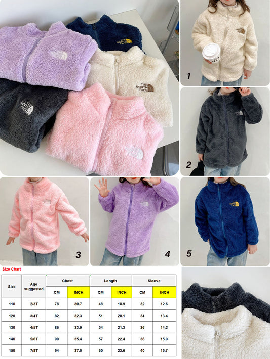 Kids Solid Color Fleece Jacket