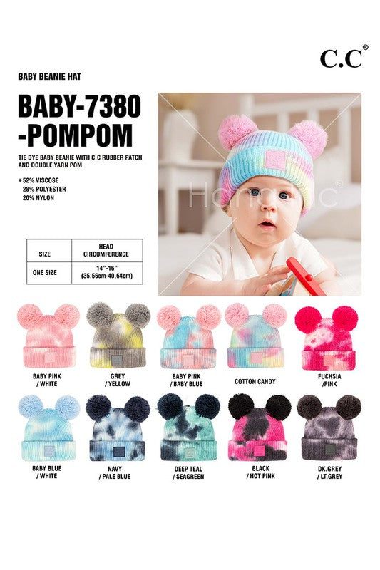 C. C Tie Dye Baby Beanie With Pom Pom