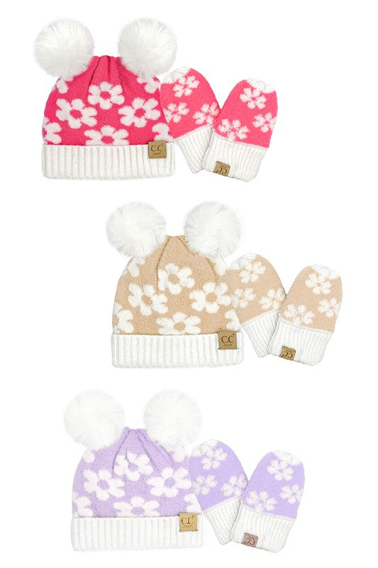 C. C Baby Daisy Pom Pom Beanie and Gloves