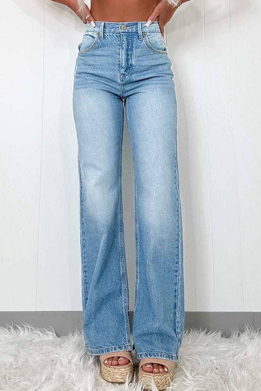 Myosotis High Rise Shift Slit Leg Straight Jeans