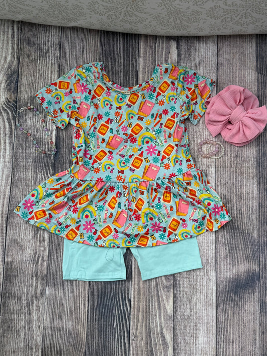 Peplum Blue School Supplies Set