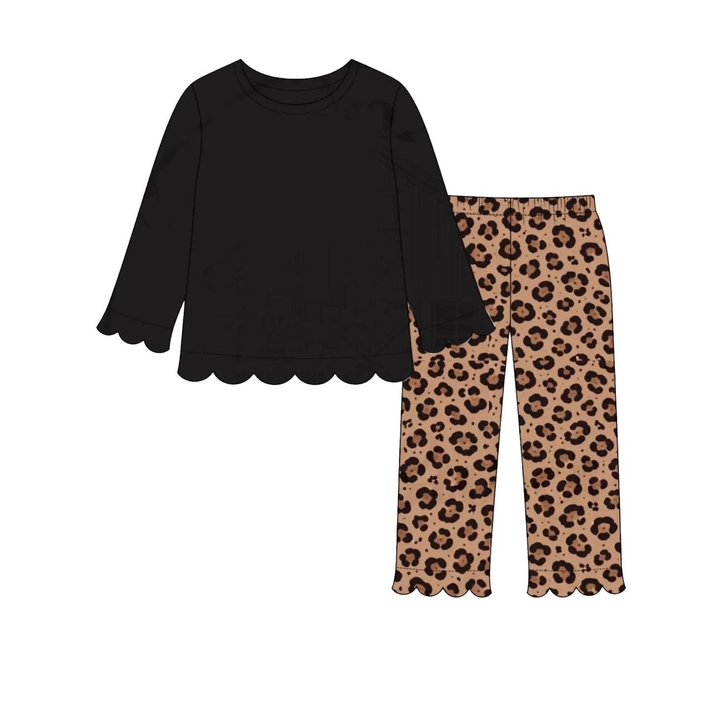 Leopard Pants Scalloped Set