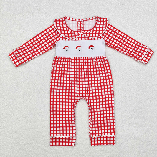 Embroidered Santa Heads Romper