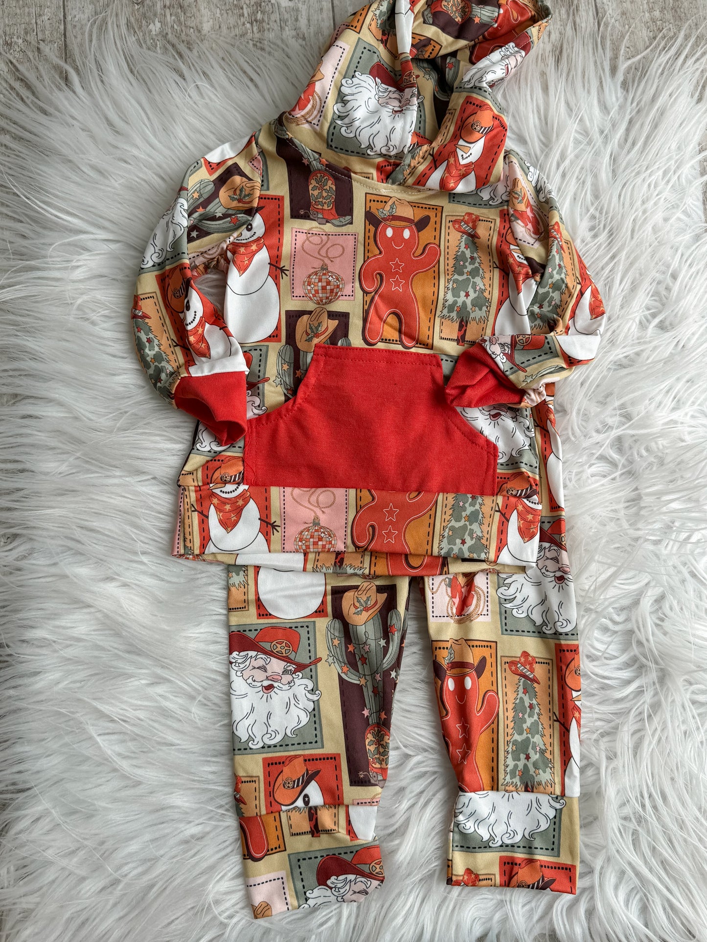 Western Santa Hoodie Set