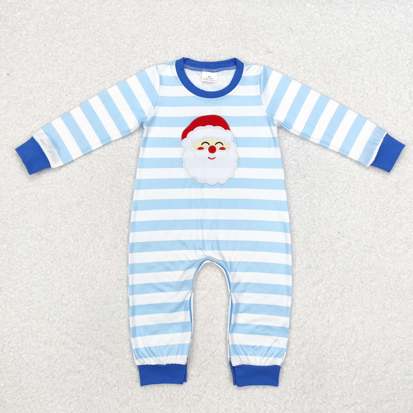 Santa Blue Striped Romper