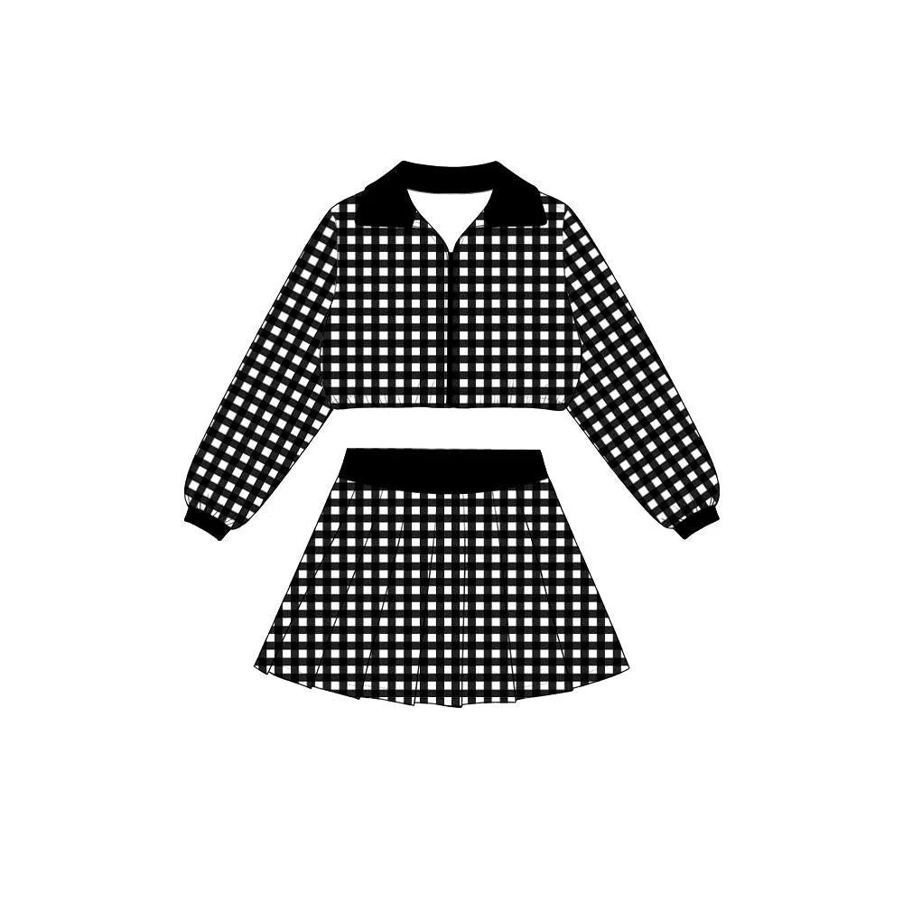 Black Gingham Skirt Set