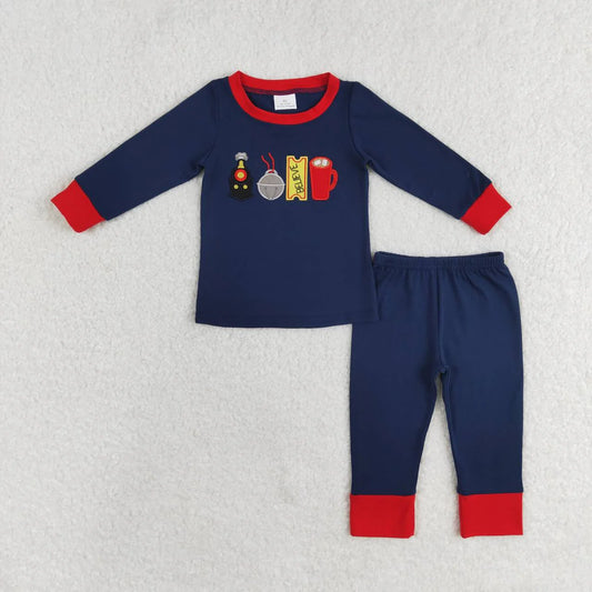 Embroidered Christmas Train Boy Set