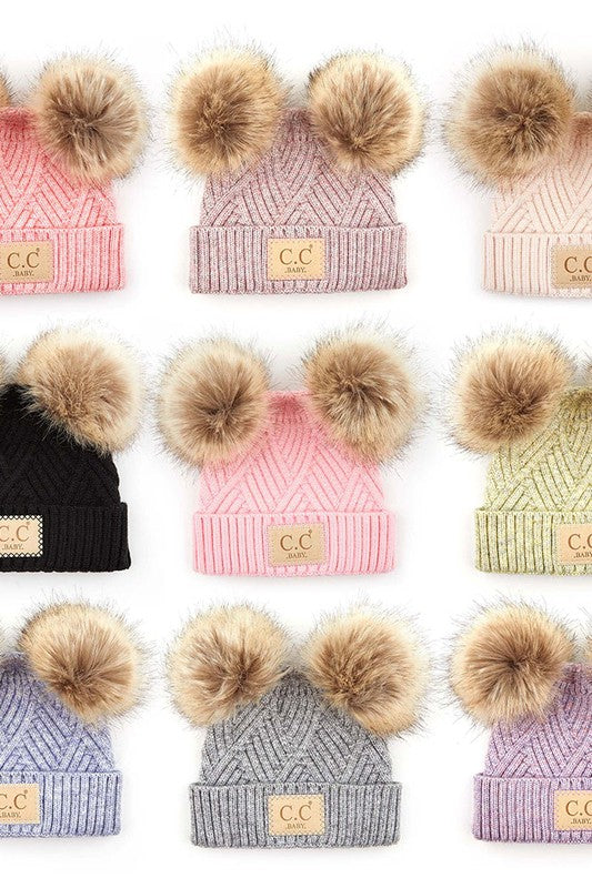 C. C Diagonal Tripes Pattern Baby Beanie