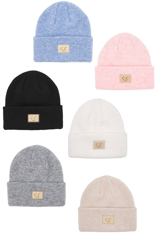 C. C Suede Patch Kids Beanie