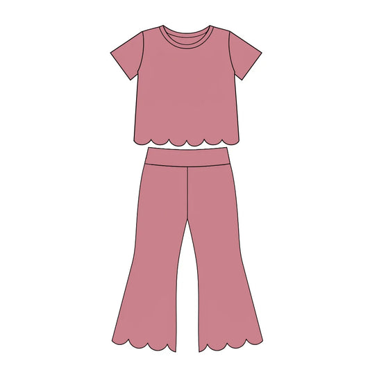 Pink Scalloped Solid Set