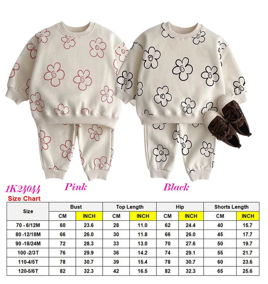 Baby Girls Flower Pullover Jogger Set