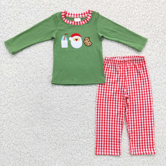 Santa Cookies and Milk Green Boys Set