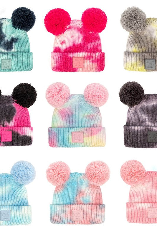 C. C Tie Dye Baby Beanie With Pom Pom