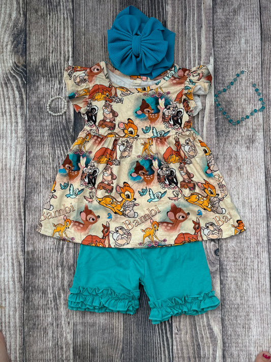 Deer Ruffle Short Set