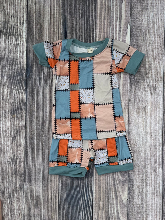 Boys Neutral Patchwork Short Set